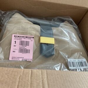 J. Crew Tan and Gray Bag with Yellow Accent